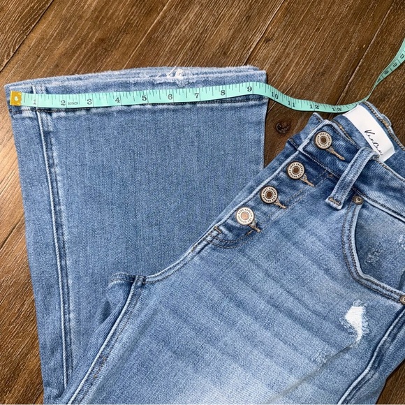 KanCan Light Blue Flare Jeans Distressed Button Fly Boho - Picture 3 of 12
